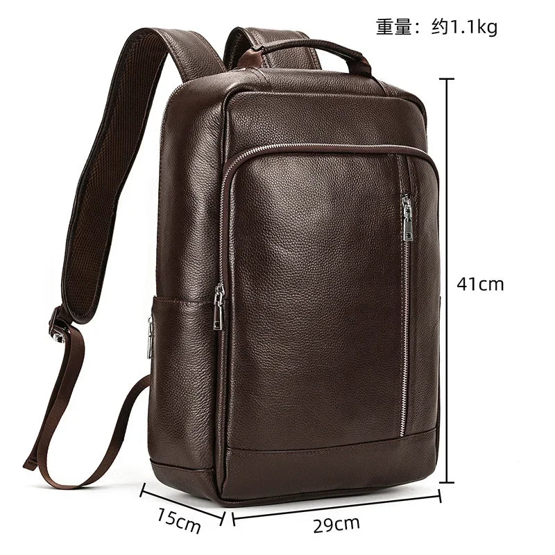 Genuine Leather Men's Backpack – Large Brown & Black