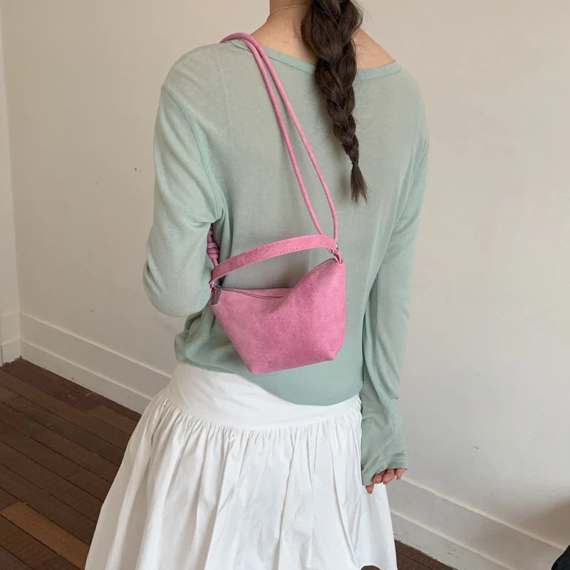 Retro Suede Mini Shoulder Bag – Women's Top Handle Handbag