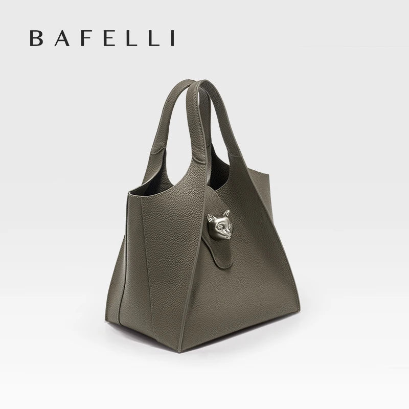 Genuine Leather Tote Handbag with Panther Clasp – Luxury Women's Bag
