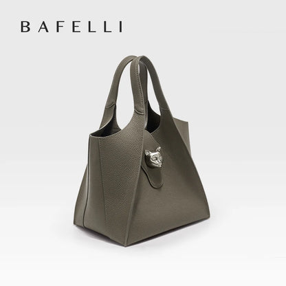 Genuine Leather Tote Handbag with Panther Clasp – Luxury Women's Bag