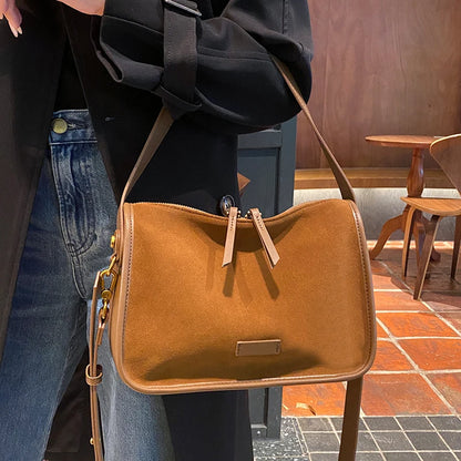 Women's Suede Leather Crossbody Bag – Retro Luxury Handbag