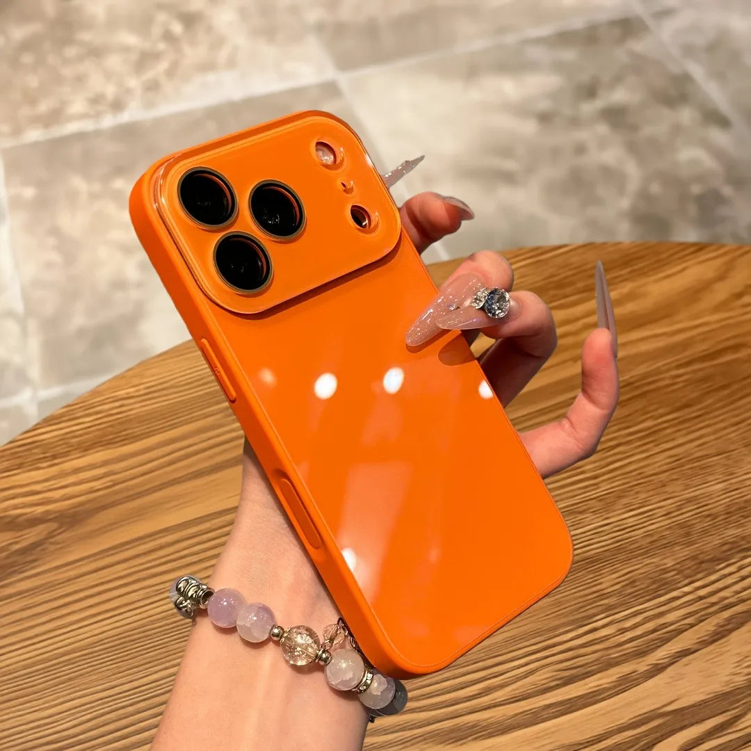 Candy Color Tempered Glass iPhone Case with Camera Protection