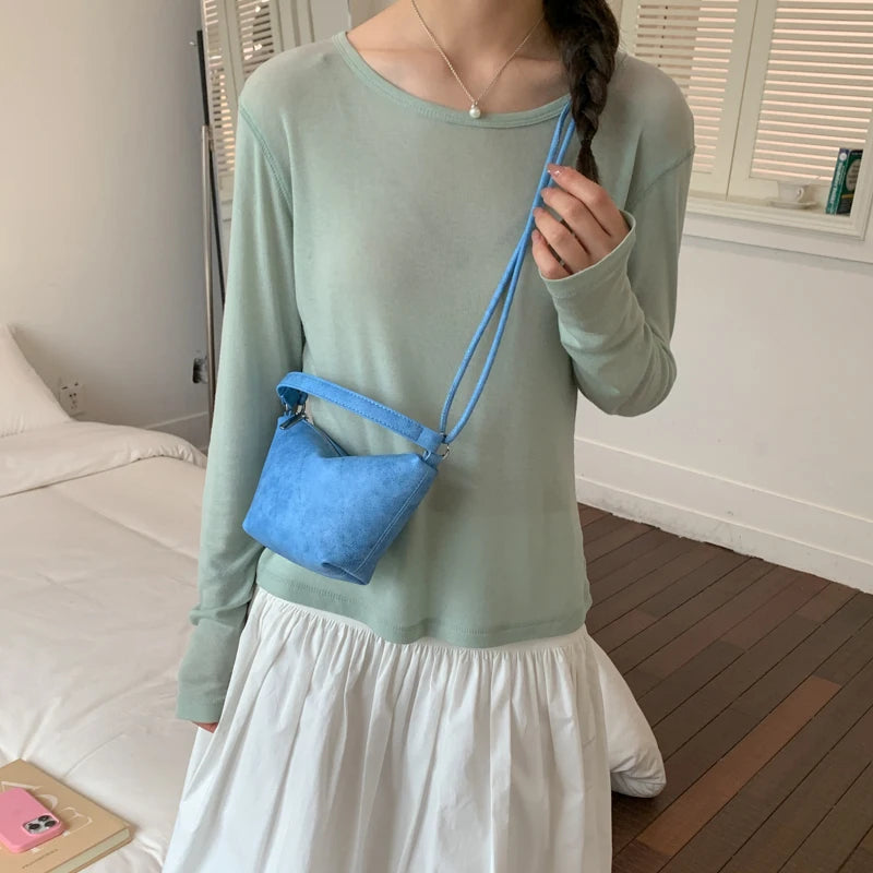 Retro Suede Mini Shoulder Bag – Women's Top Handle Handbag
