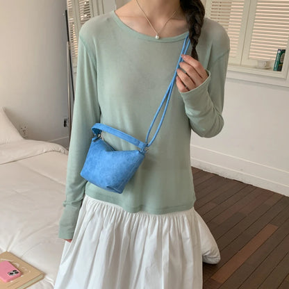 Retro Suede Mini Shoulder Bag – Women's Top Handle Handbag