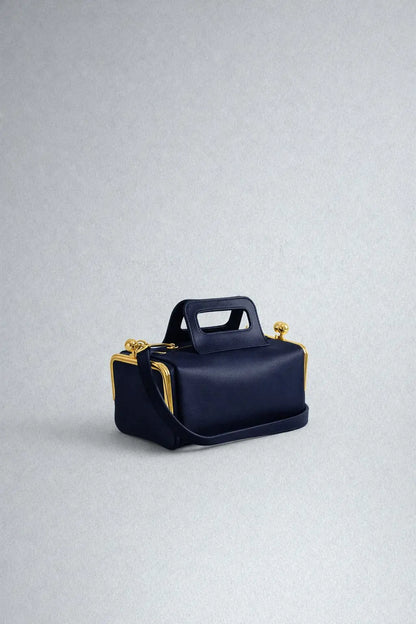 Kiss Lock Frame Handbag for Women – Luxury Mini Top Handle Bag