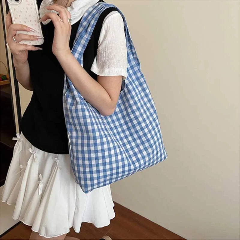 Korean Vintage Plaid Underarm Bags