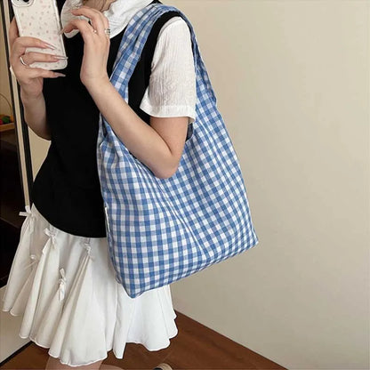 Korean Vintage Plaid Underarm Bags