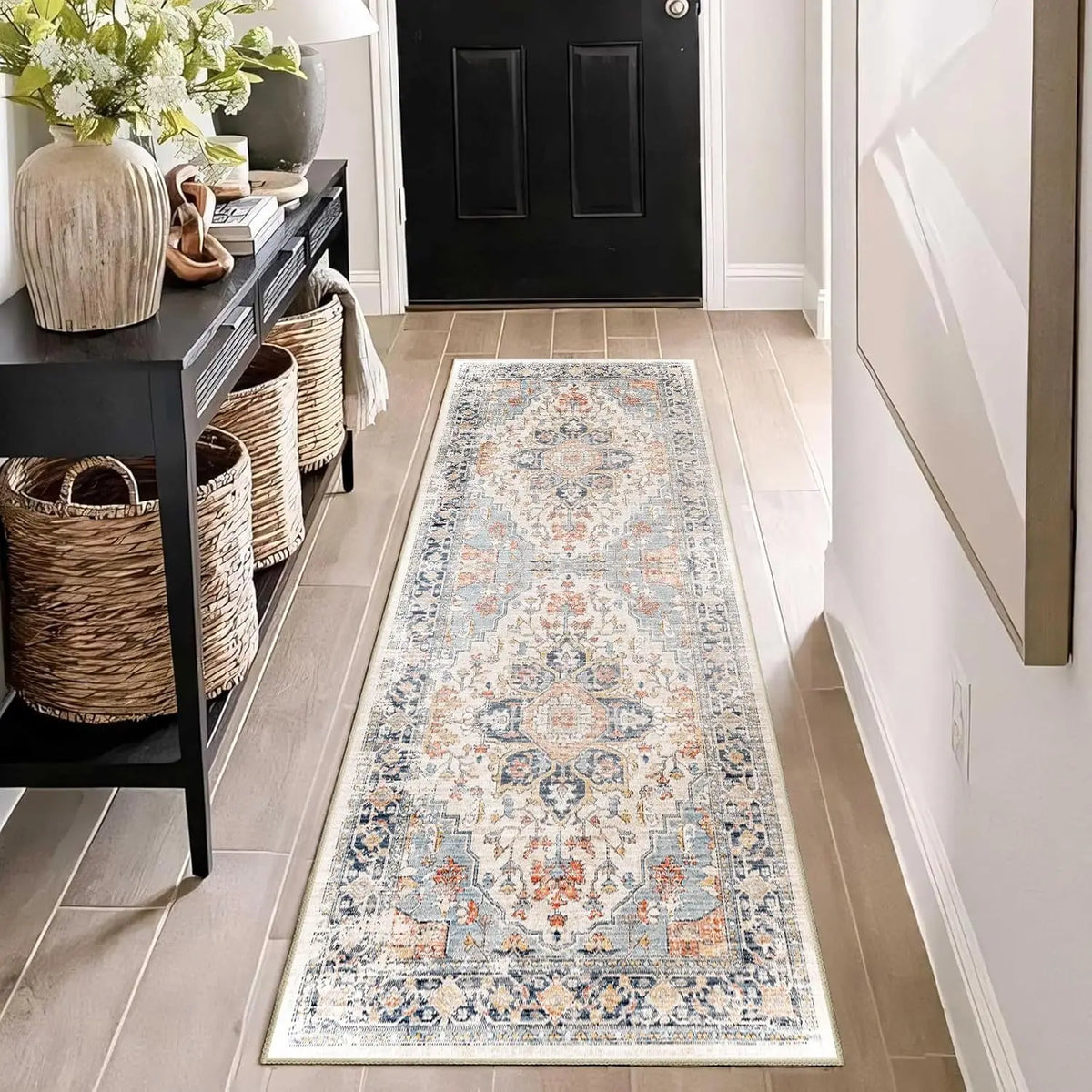 Bohemian Runner Rug – Soft Absorbent Non-Slip Hallway & Bedside Carpet