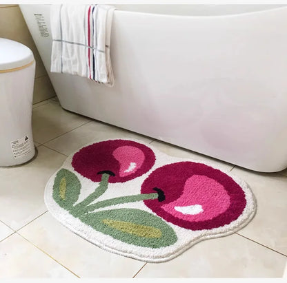 Cherry Bath Mat – Soft Non-Slip Bedroom & Bathroom Rug