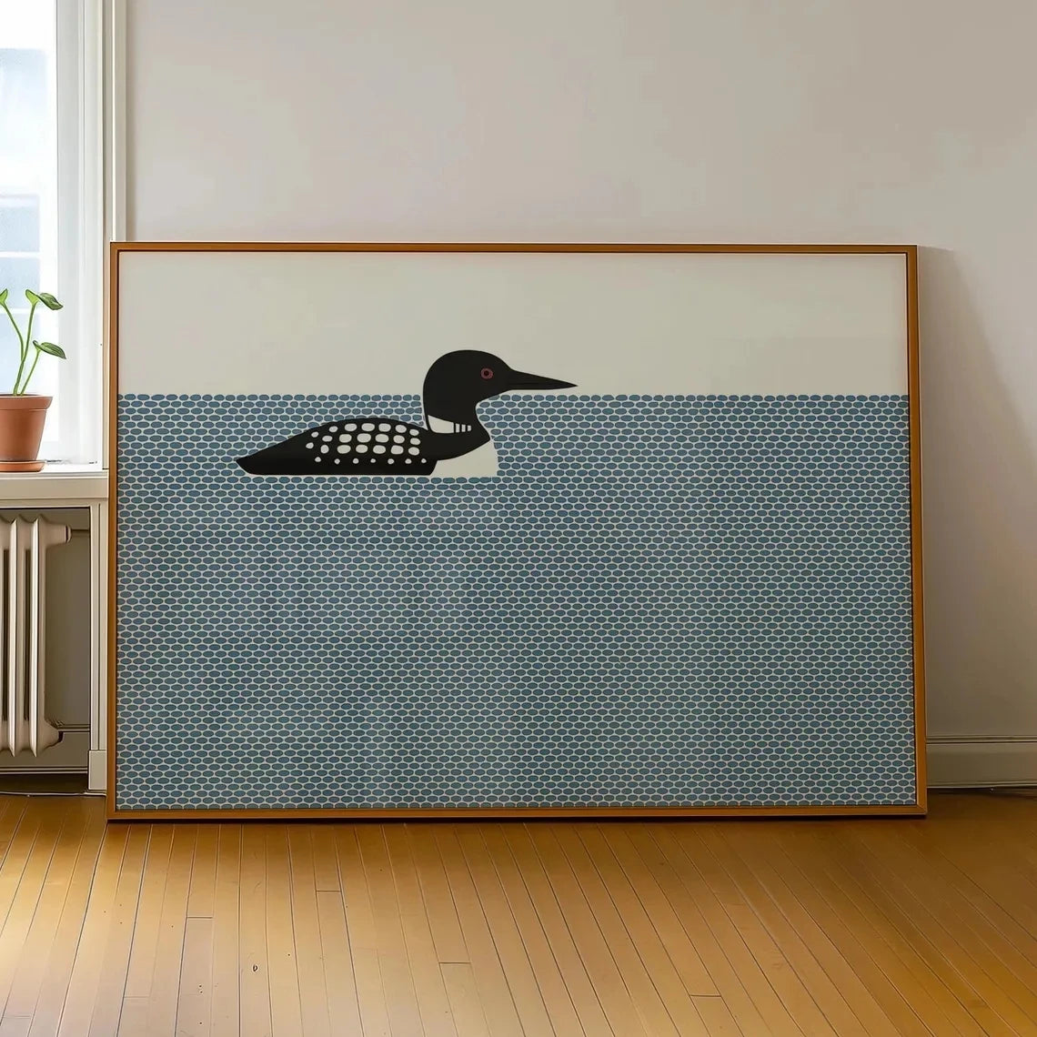 Loon Wall Art Print – Scandinavian Nordic Bird Poster for Lake House Decor
