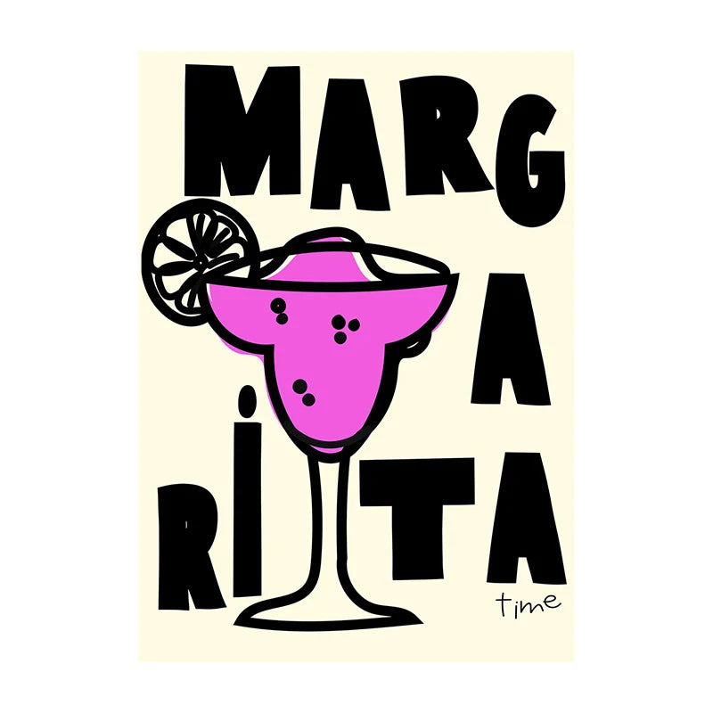 Cocktail & Drinks Wall Art Poster – Retro Minimalist Bar Print