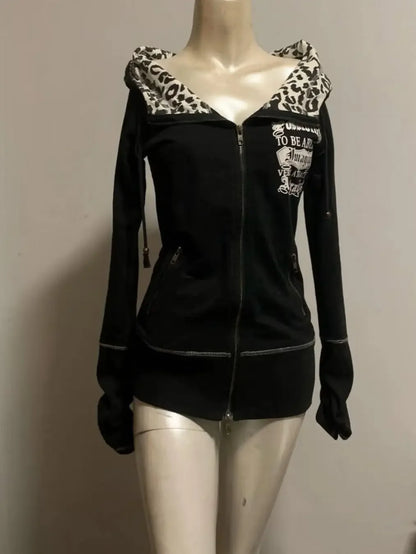 Y2K Harajuku Slim Fit Graphic Hoodie – Women's Hip Hop Streetwear