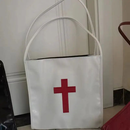 Retro Gothic Cross Y2k Handbag Women Hot Girls PU Leather Large Capacity