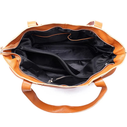 Genuine Leather Women's Large Tote Bag – Soft Cowhide Shoulder Bag