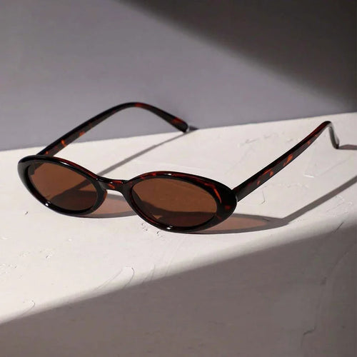Small Oval Sunglasses for Women – Retro Leopard Cat Eye Shades