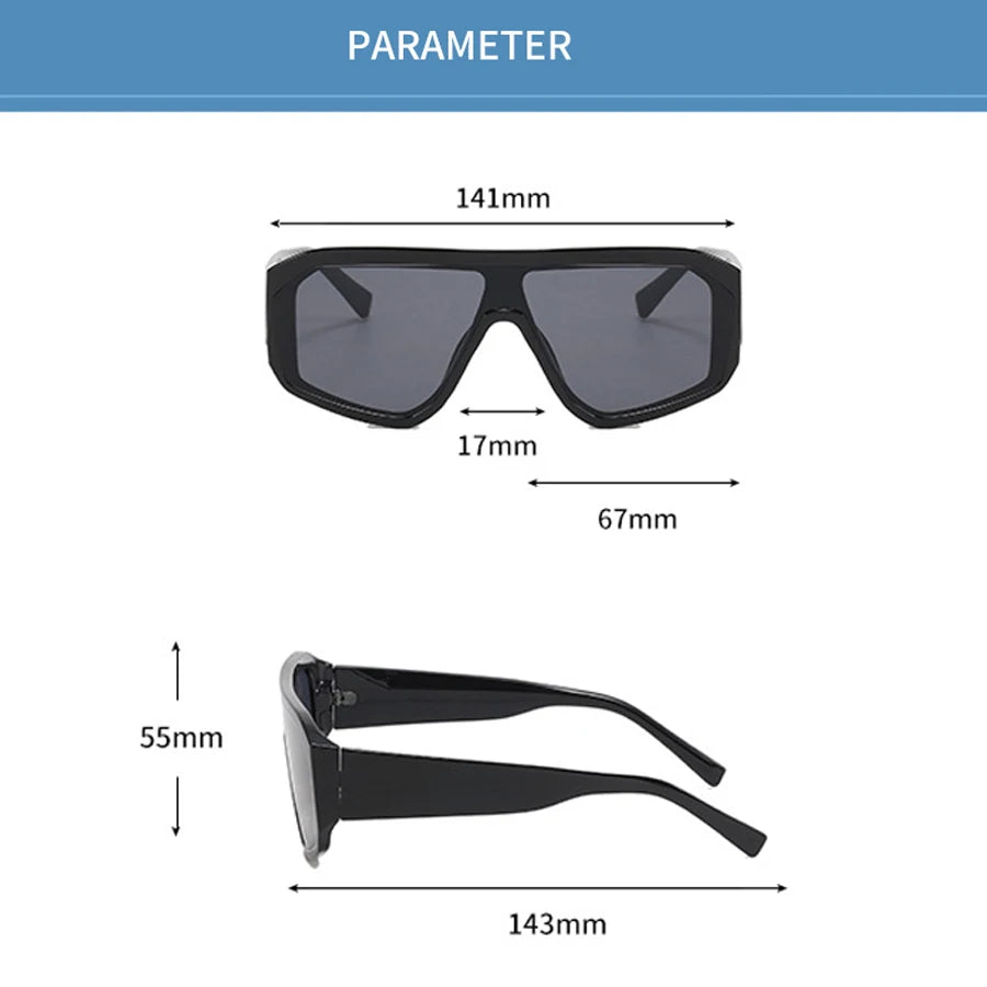 Oversized Square Shield Sunglasses for Women & Men – UV400 Mirror