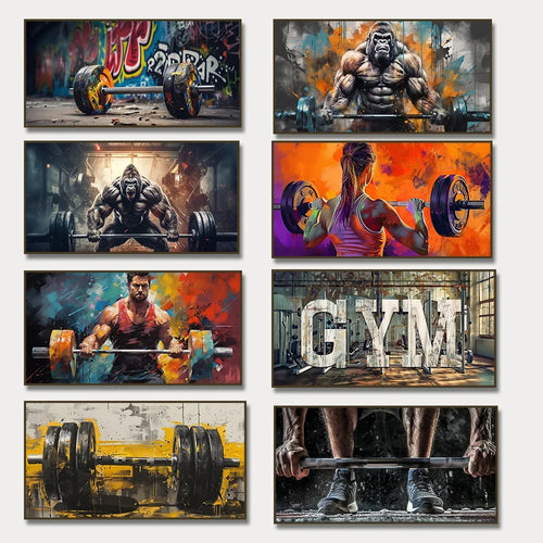 Motivational Fitness Barbell Canvas Wall Art Print
