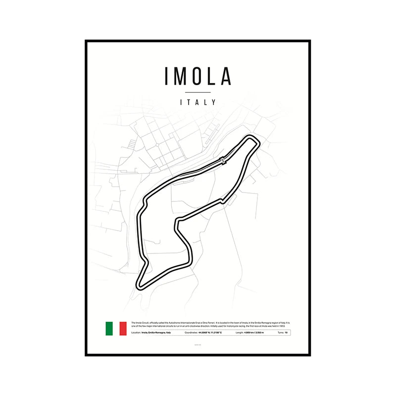 F1 Race Track Map Poster – Formula 1 Circuit Wall Art Print
