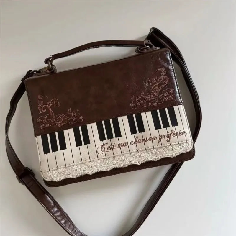 Harajuku Personalized Piano Square Bag Female Vintage Brown