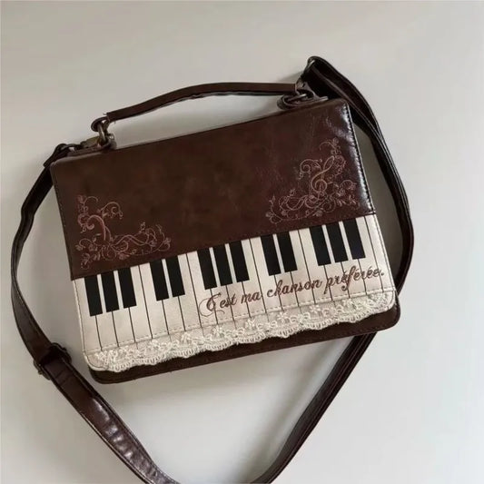 Harajuku Personalized Piano Square Bag Female Vintage Brown