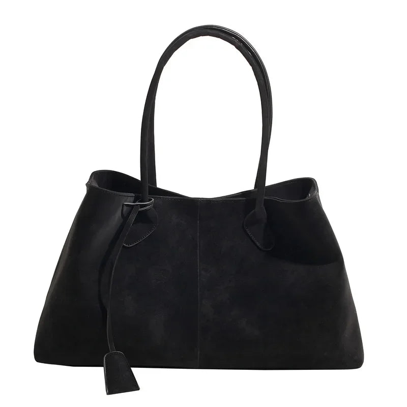 Faux Suede Solid Color High Quality Fashionable Versatile Handbag