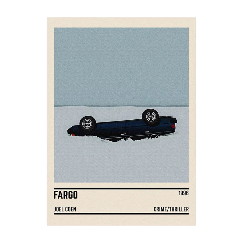 Movie Car Minimalist Poster Wall Art Print | Classic Film Decor