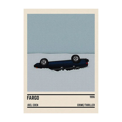 Movie Car Minimalist Poster Wall Art Print | Classic Film Decor