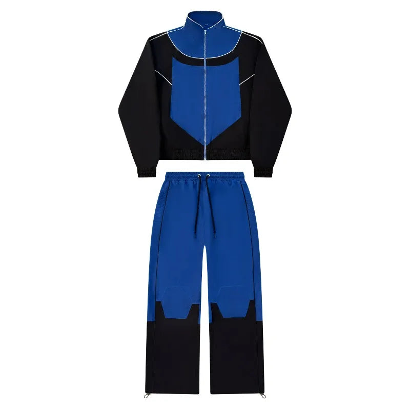 Y2K Color Block Tracksuit Set – Unisex Retro 90s Streetwear