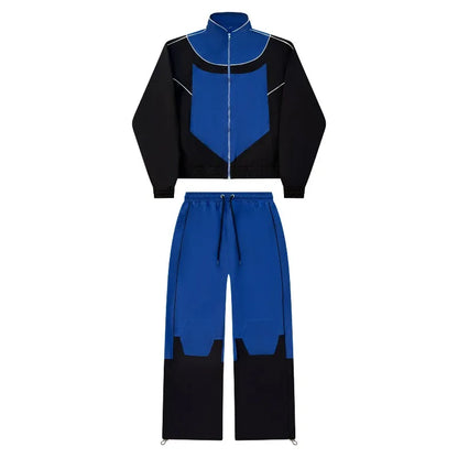 Y2K Color Block Tracksuit Set – Unisex Retro 90s Streetwear
