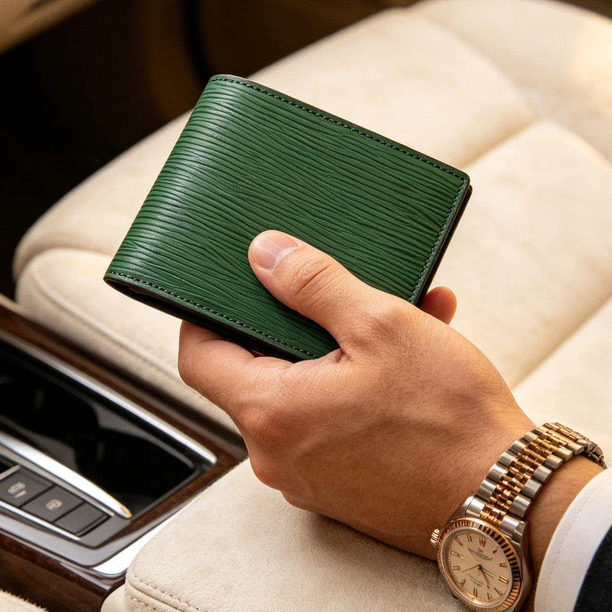 Personalized Men's Bifold Wallet – Epi Leather with Custom Name