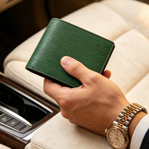 Personalized Men's Bifold Wallet – Epi Leather with Custom Name