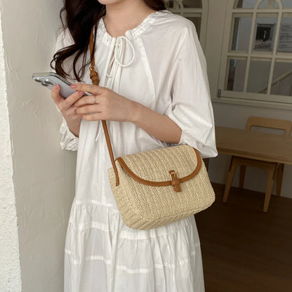 Women's Straw Woven Crossbody Bag – Casual Summer Shoulder Bag