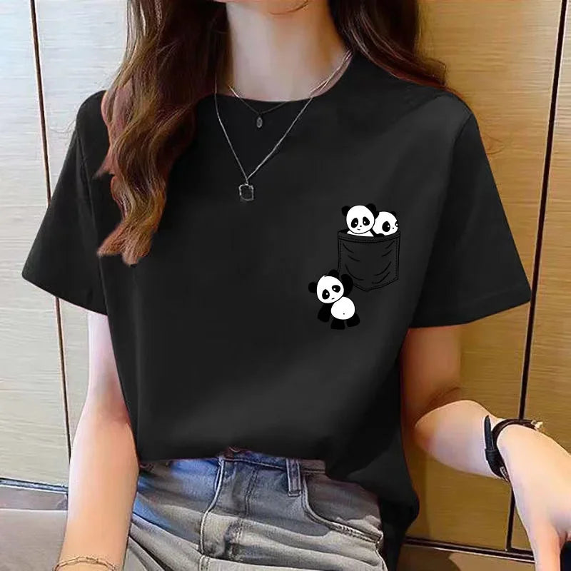 Panda Pocket Graphic T-Shirt for Women – Cute Summer Tee