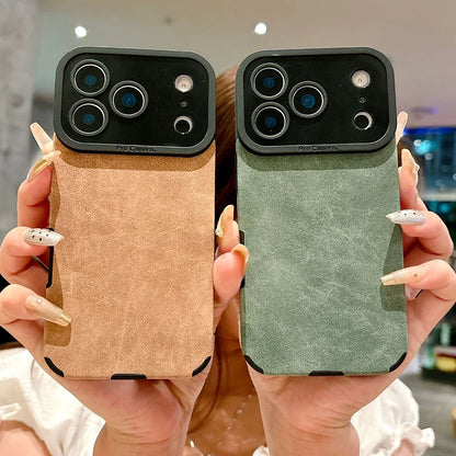 Lambskin Leather iPhone Case – Shockproof Slim Cover