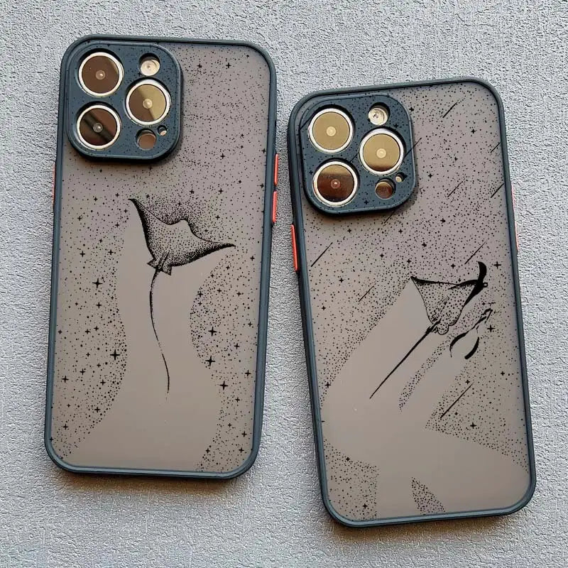 Manta Ray Dotted Art Phone Case – iPhone 17 16 15 14 13 12 11 Pro Max