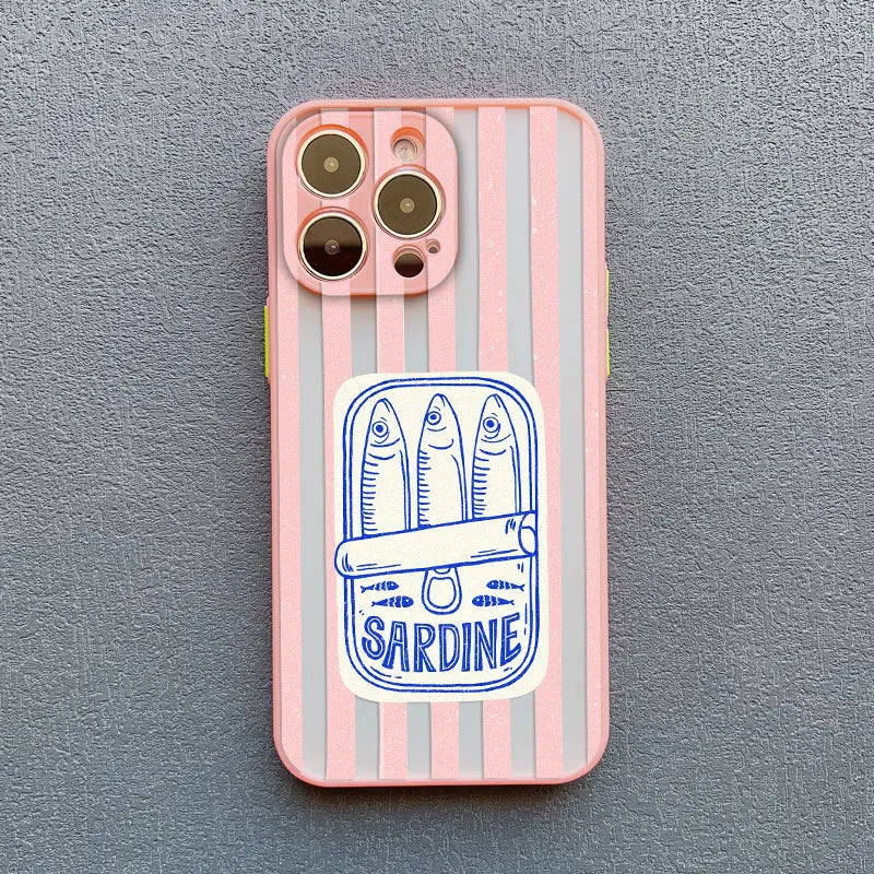 Sardines Pattern Phone Case – Shockproof Cover for iPhone 17 16 15 14 13 12 11 X