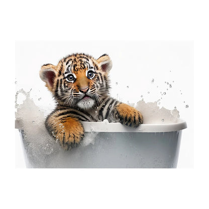 Cute Dog in Bathtub Wall Art Poster – Funny Puppy Canvas Print
