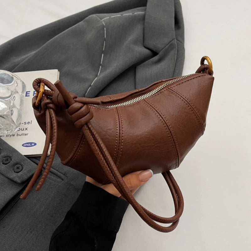 Retro Trend Solid Color Splicing Leather Shoulder Bag