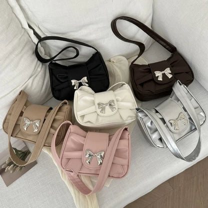 PU Leather Trendy Bow Handbag