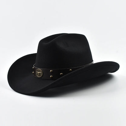 Men Women Vintage Big-Edge Western Cowboy Hat Gentleman Cowgirl Jazz Cloche Church Caps