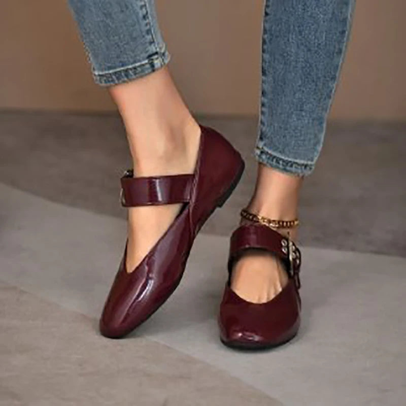 Women's Ballet Flats – Mary Jane Buckle Strap Flat Shoes