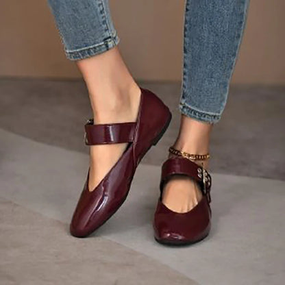 Women's Ballet Flats – Mary Jane Buckle Strap Flat Shoes