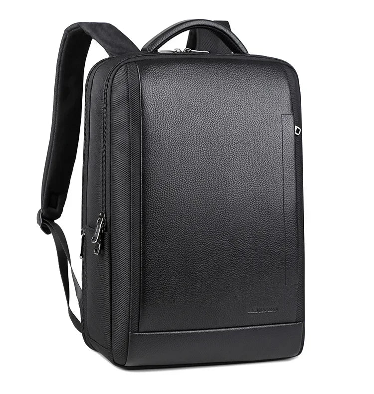 Genuine Leather Men's Laptop Backpack – Slim Oxford Business Bag
