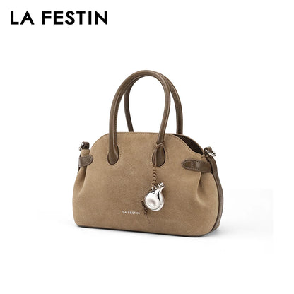 New Suede Bag Luxury Designer Handbag Boston Bag