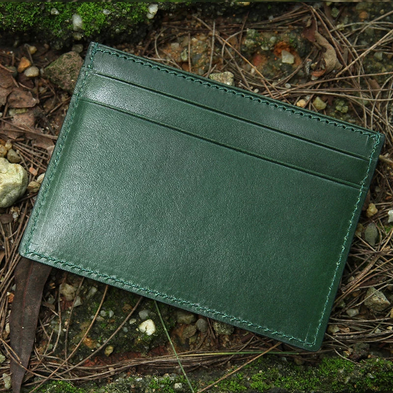 Italian Leather Card Holder Wallet – Custom Name, Slim Design
