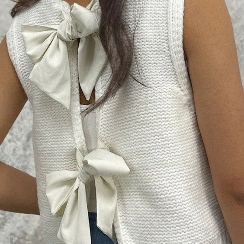 Bow Knot Knit Sweater Vest for Women