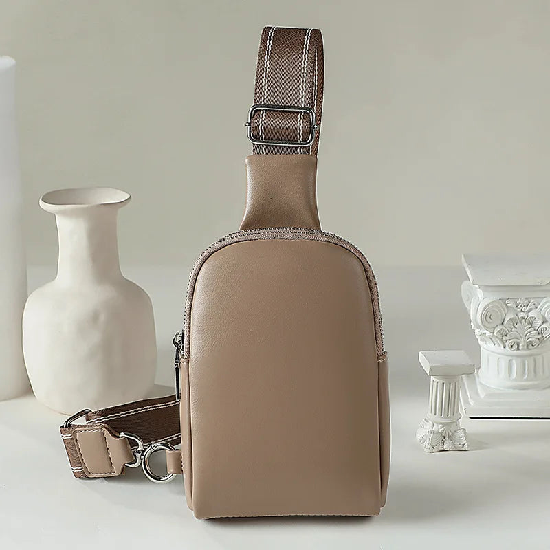Unisex Soft Leather Crossbody Chest Waist Bag