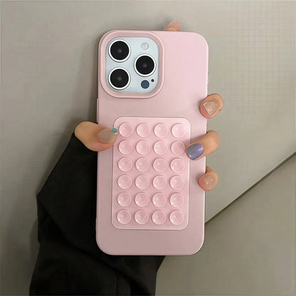 3D Suction Cup Stand Phone Case – Litchi Texture for iPhone