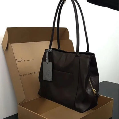 Vintage Coffee Shoulder Bags Handbag Women Large Capacity