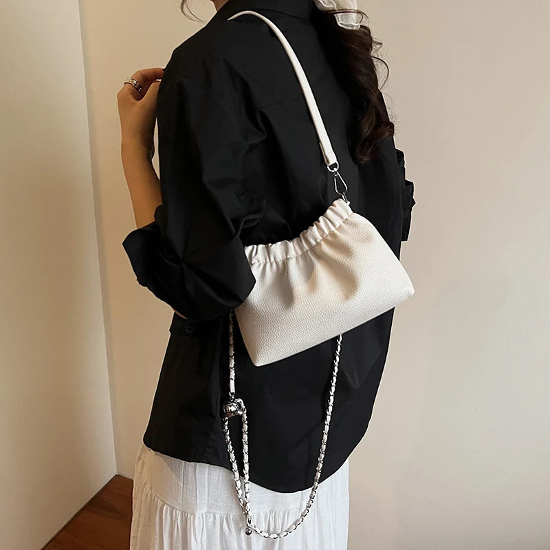 Women Small PU Leather Bucket Shoulder Bag